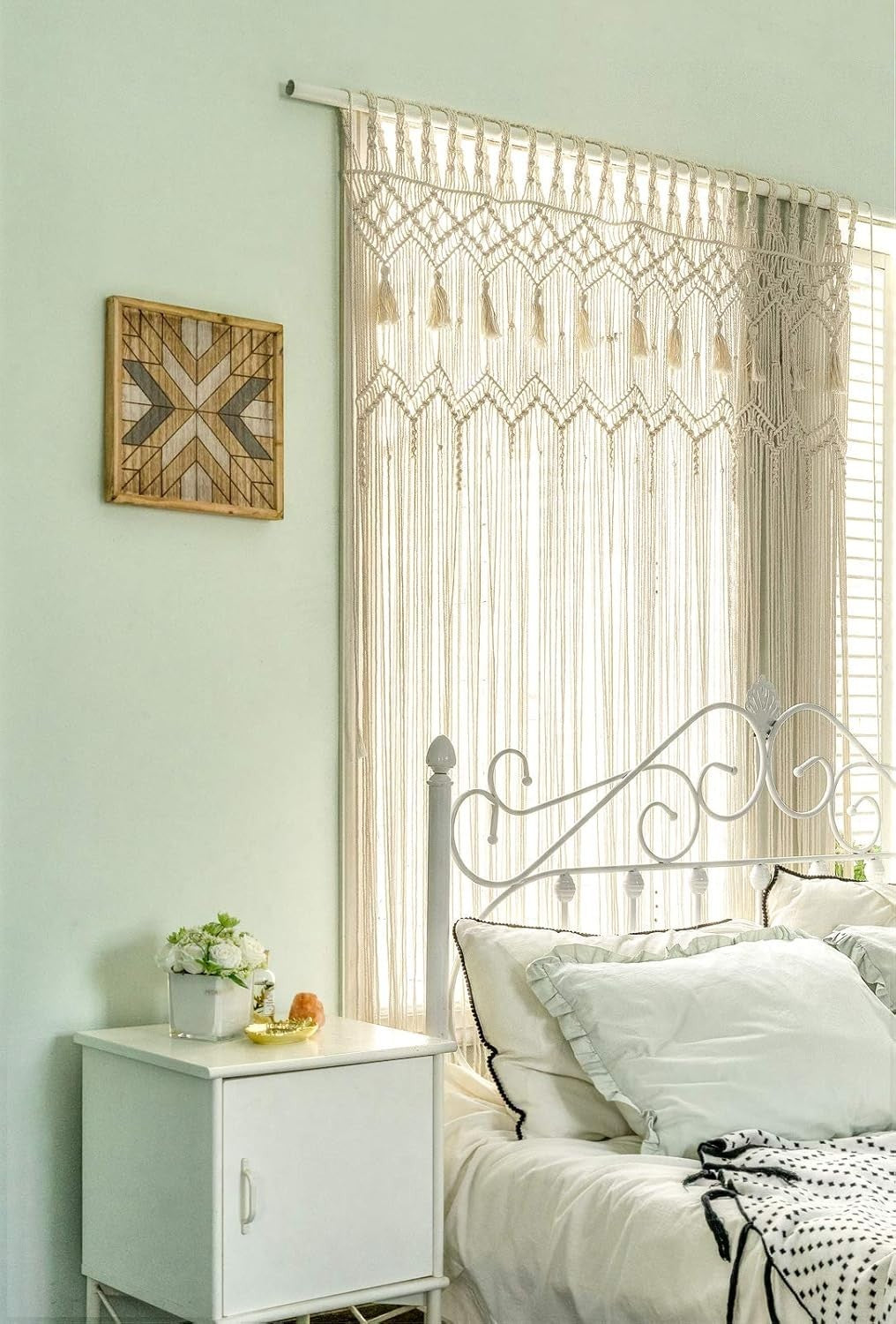 Macrame Wall Hanging Curtain 52x71" Boho Window Decor - Kwikley