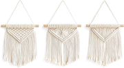 Macrame Wall Hanging Set of 3 Boho Small Woven Decor 8x9" - Kwikley