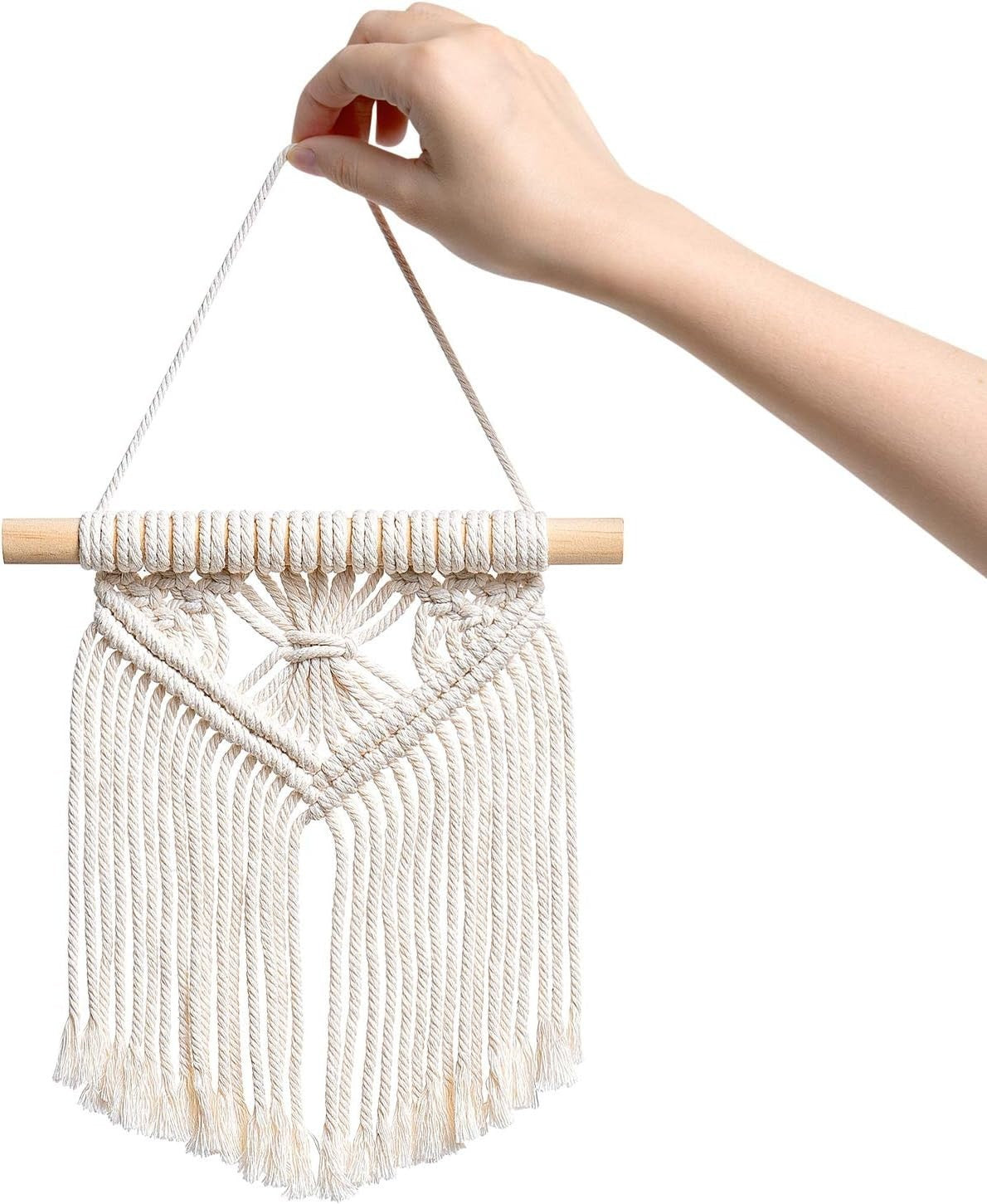 Macrame Wall Hanging Set of 3 Boho Small Woven Decor 8x9" - Kwikley