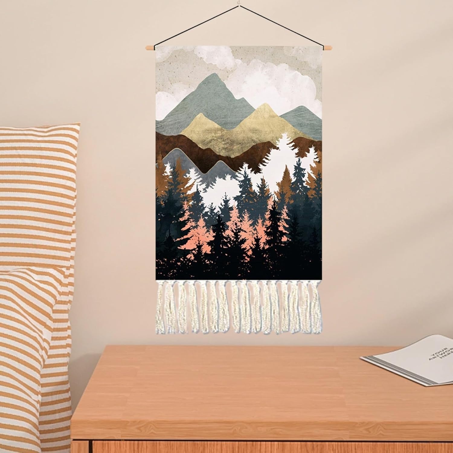Macrame Wall Hanging Tapestry 35x60cm Boho Sun Goose Decor B - Kwikley