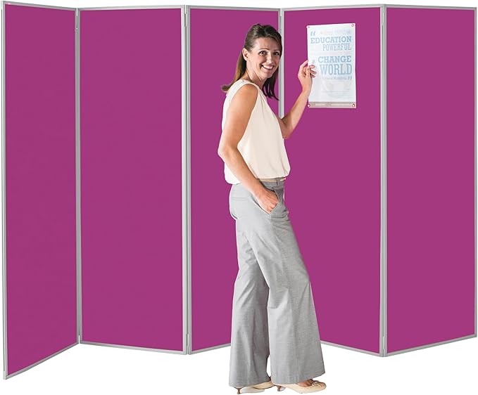 Magenta 5 - Panel Folding Privacy Divider 180×300cm | Office & Classroom Screen - Kwikley