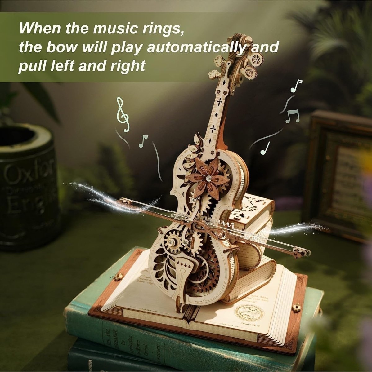 Magic Cello Music Box 3D Wooden Puzzle DIY Mechanical Model Kit Gift - Kwikley