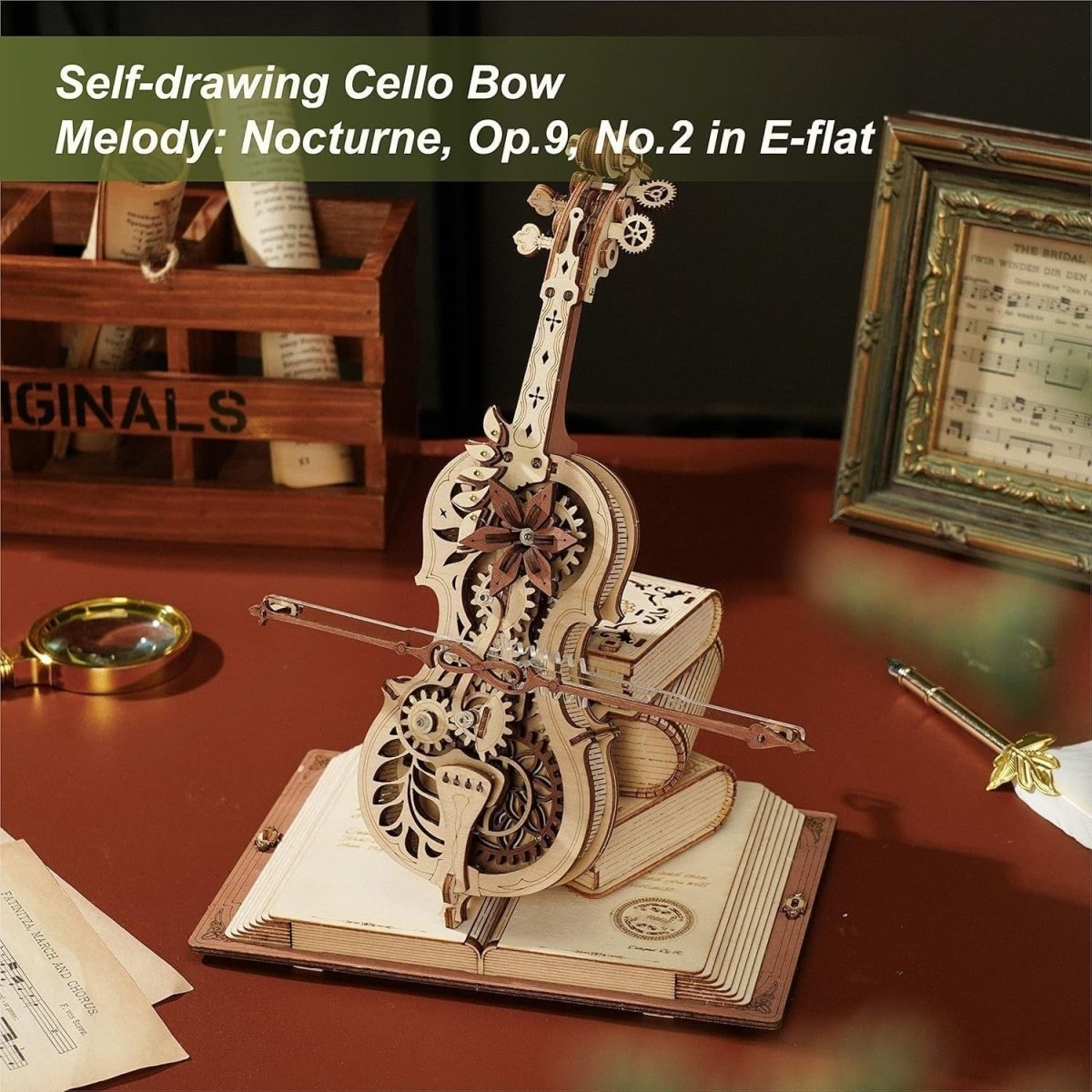 Magic Cello Music Box 3D Wooden Puzzle DIY Mechanical Model Kit Gift - Kwikley