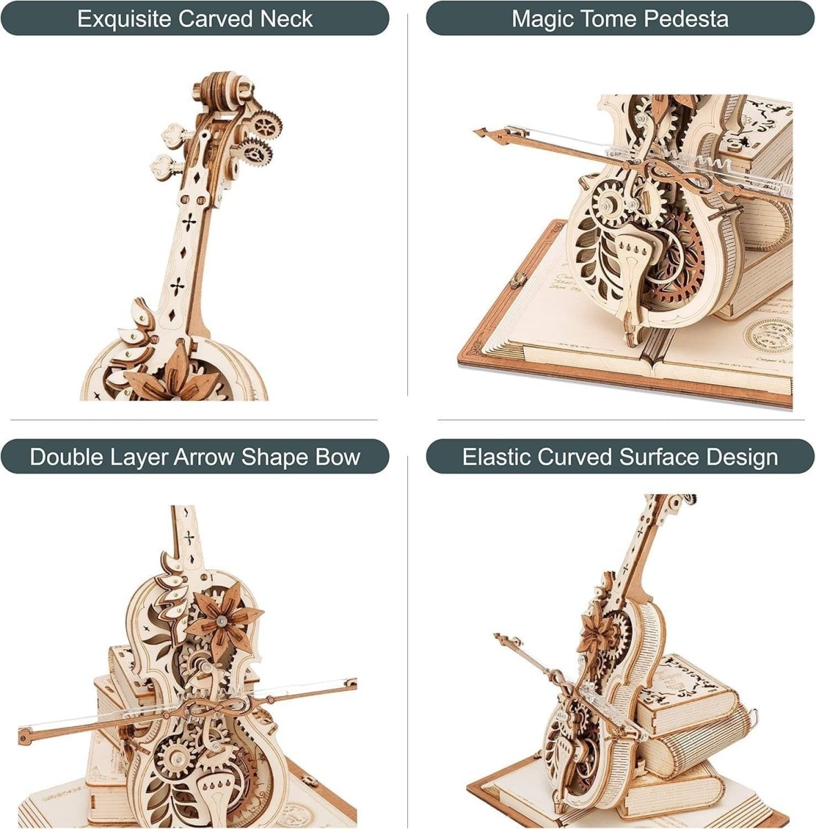 Magic Cello Music Box 3D Wooden Puzzle DIY Mechanical Model Kit Gift - Kwikley