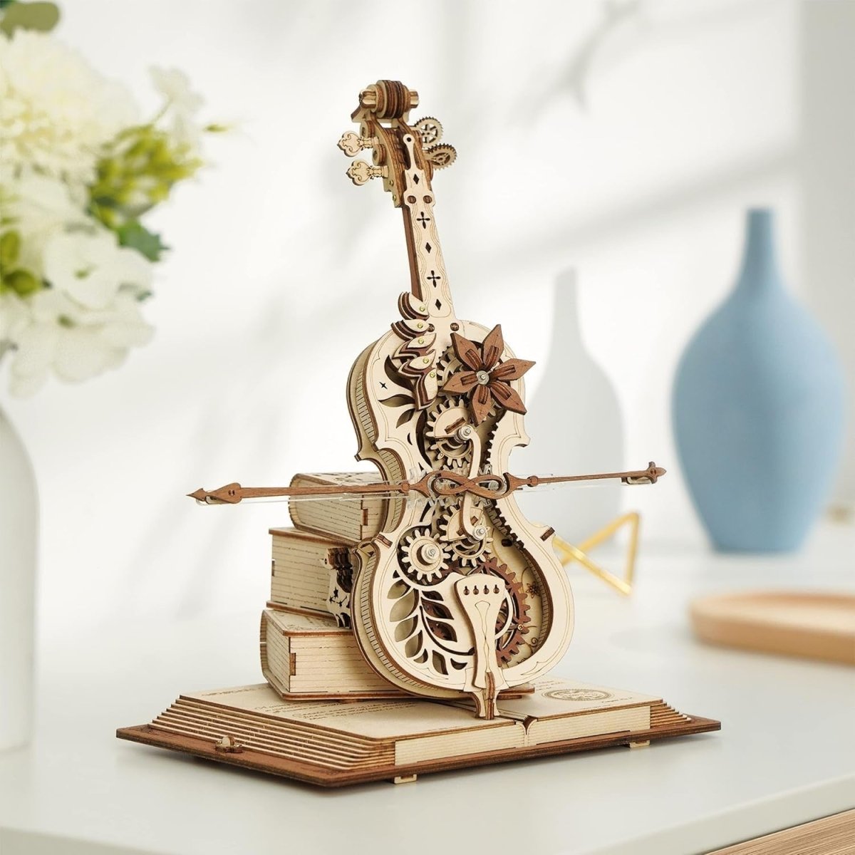 Magic Cello Music Box 3D Wooden Puzzle DIY Mechanical Model Kit Gift - Kwikley