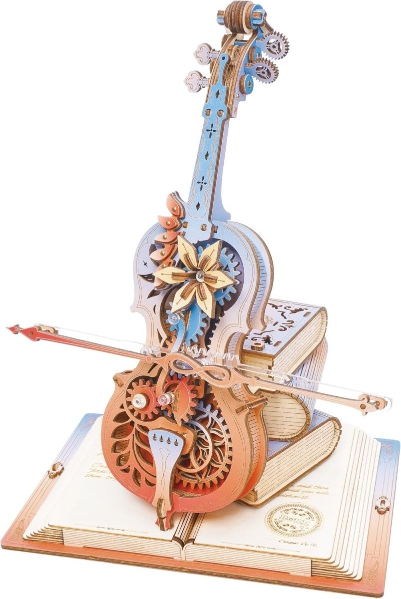 Magic Cello Music Box 3D Wooden Puzzle Mechanical DIY Model Gift Adult - Kwikley