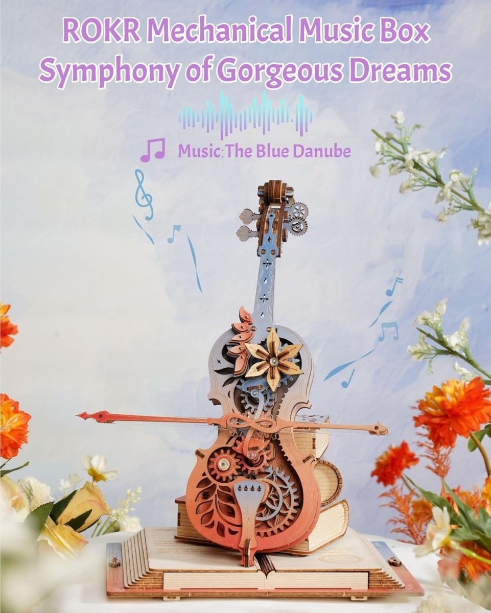 Magic Cello Music Box 3D Wooden Puzzle Mechanical DIY Model Gift Adult - Kwikley