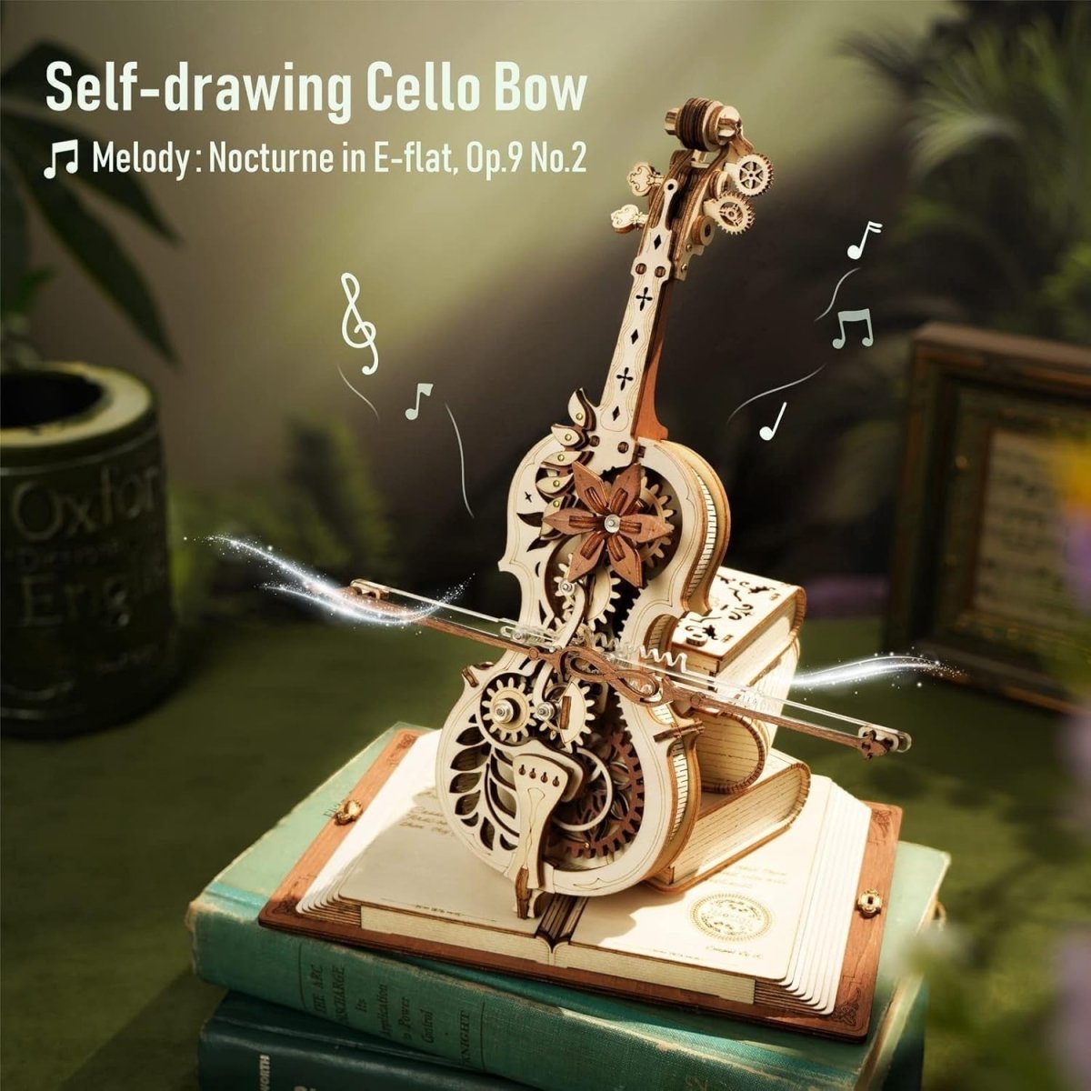 Magic Cello Music Box 3D Wooden Puzzle Mechanical Model Kit Gift - Kwikley