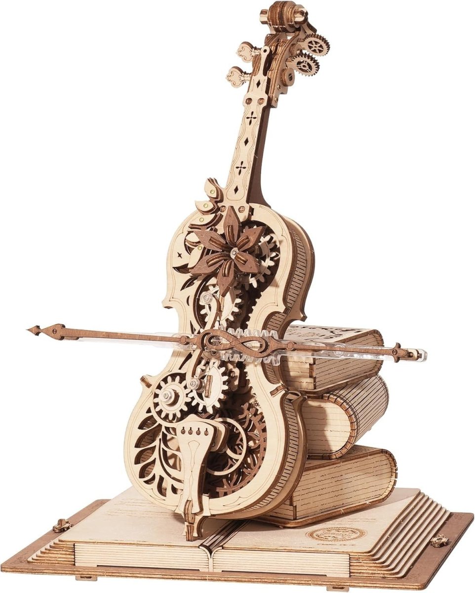 Magic Cello Music Box 3D Wooden Puzzle Mechanical Model Kit Gift - Kwikley