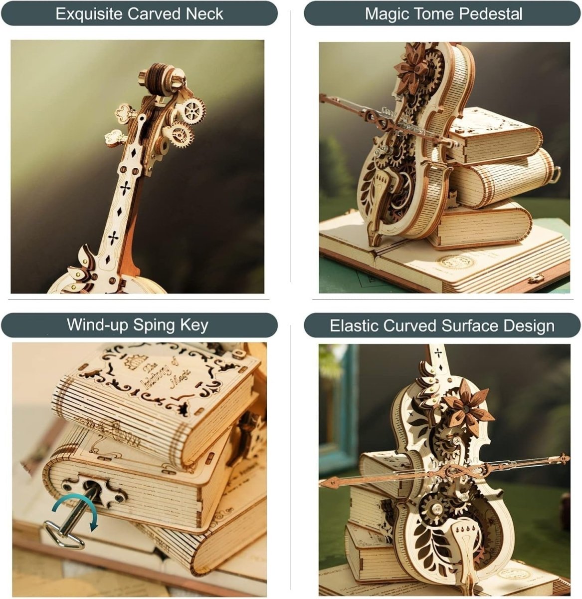 Magic Cello Music Box 3D Wooden Puzzle Mechanical Model Kit Gift - Kwikley