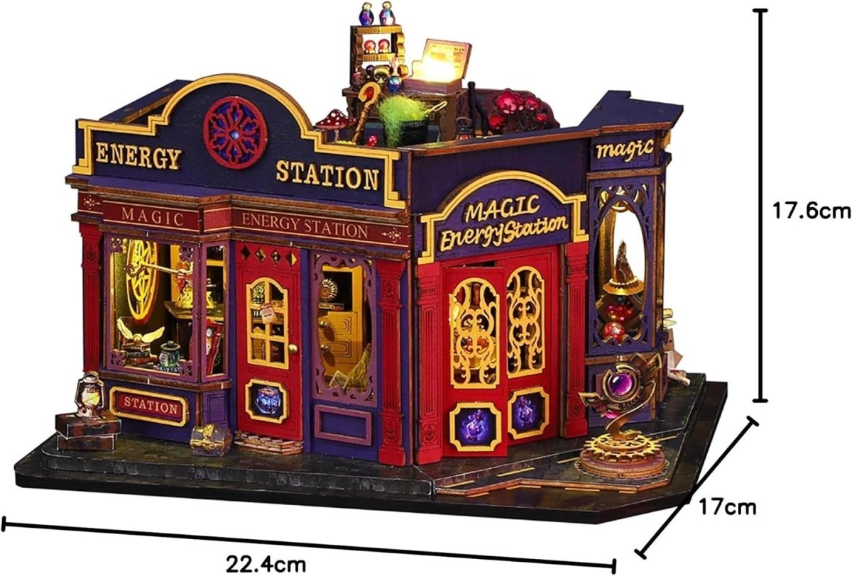 Magic Energy Station Book Nook DIY Miniature House LED Bookshelf Decor - Kwikley