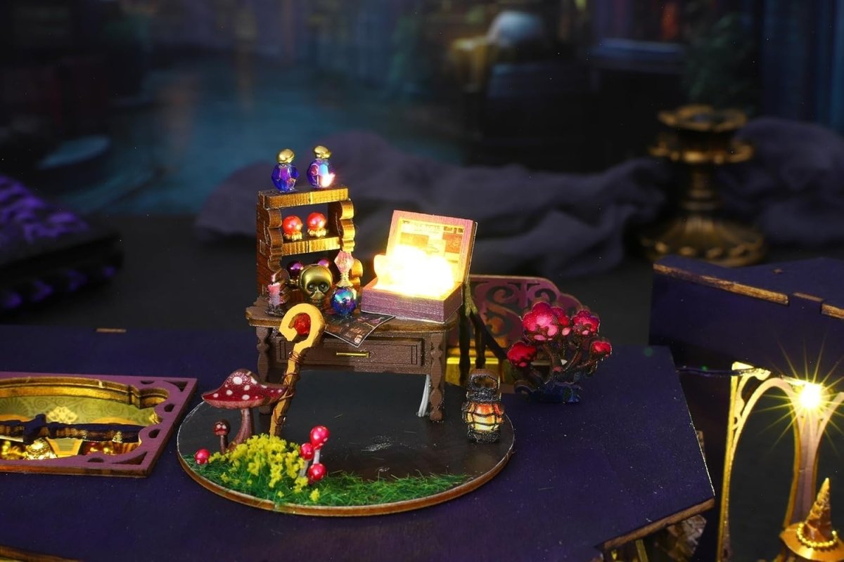 Magic Energy Station Book Nook DIY Miniature House LED Bookshelf Decor - Kwikley