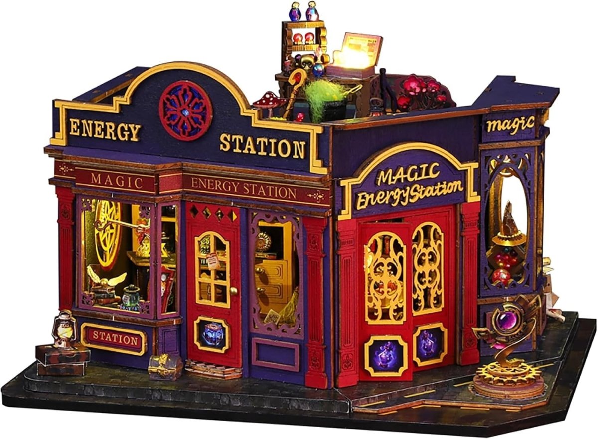 Magic Energy Station Book Nook DIY Miniature House LED Bookshelf Decor - Kwikley