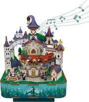 Magical Castle Music Box 3D Wooden Puzzle DIY Rotating Model Gift - Kwikley