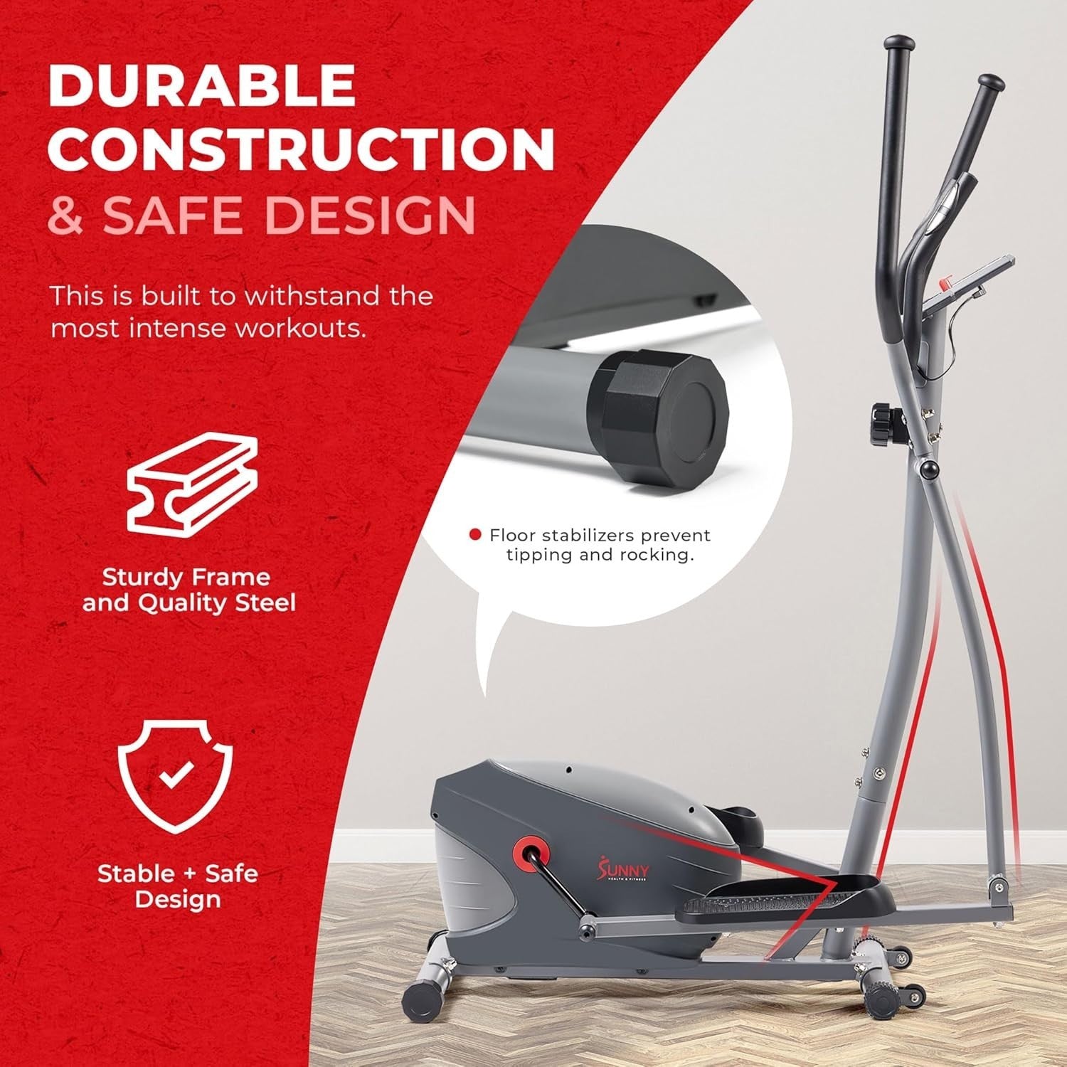 Magnetic 2 - in - 1 Upright Elliptical Cross Trainer Compact Home Cardio Machine - Kwikley