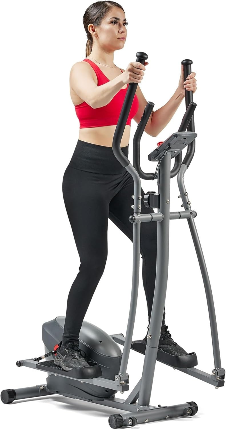 Magnetic 2 - in - 1 Upright Elliptical Cross Trainer Compact Home Cardio Machine - Kwikley