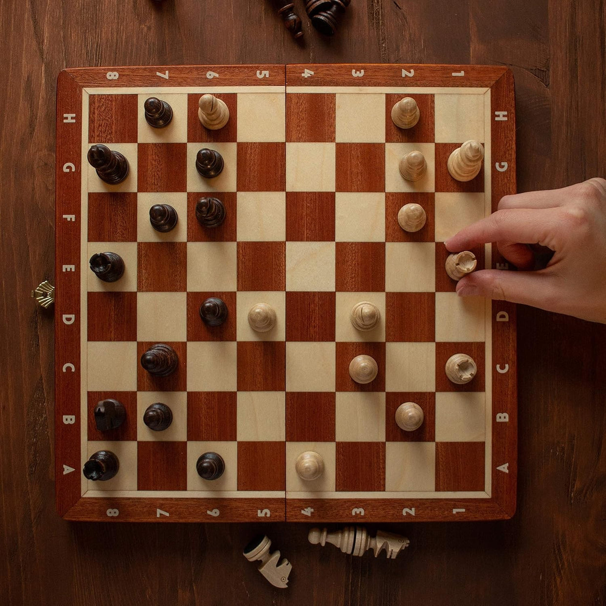 Magnetic 28cm Wooden Chess Set | Portable Folding Travel Board Game | Handmade - Kwikley