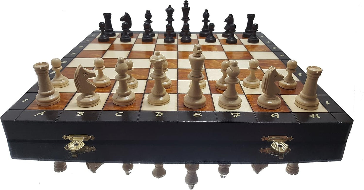 Magnetic 35cm Wooden Chess Set | Portable Travel Board | Handcrafted Luxury Game - Kwikley