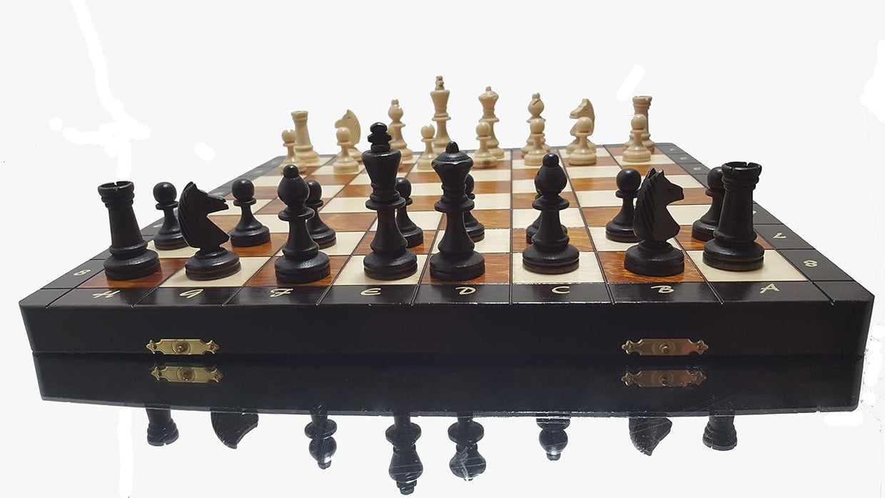Magnetic 35cm Wooden Chess Set | Portable Travel Board | Handcrafted Luxury Game - Kwikley