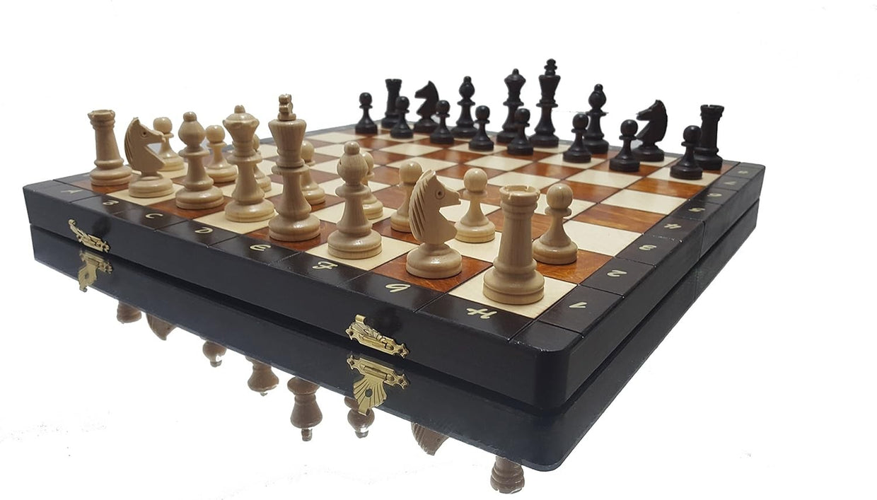 Magnetic 35cm Wooden Chess Set | Portable Travel Board | Handcrafted Luxury Game - Kwikley