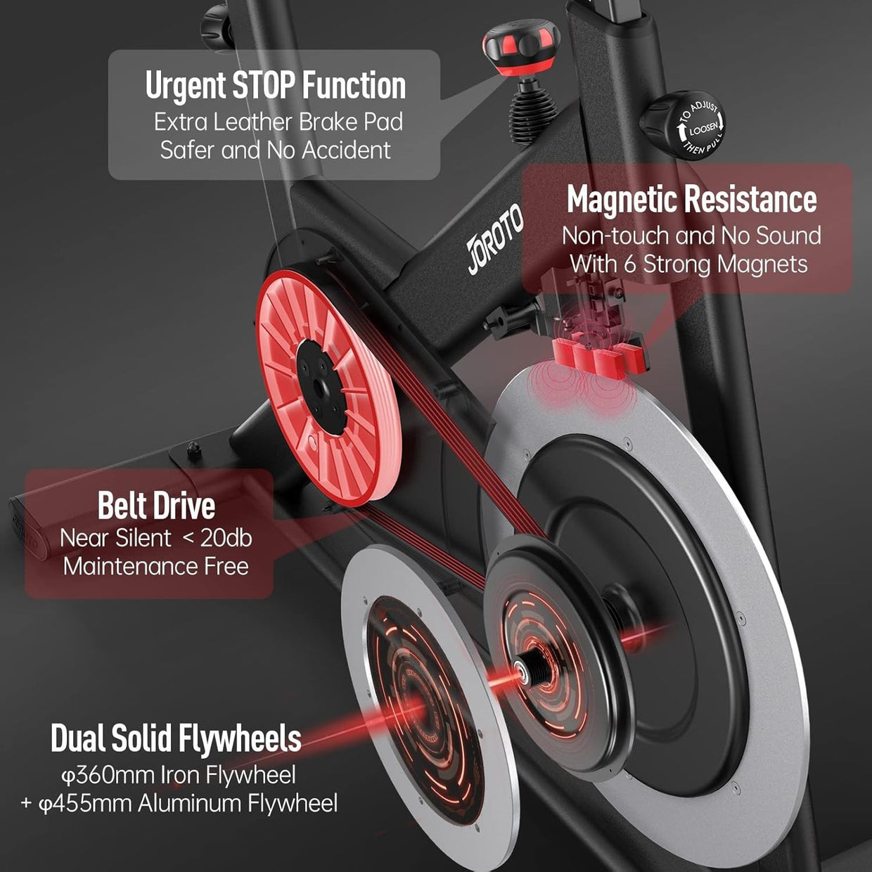Magnetic Bluetooth Spin Bike w/ LCD Monitor, Heavy Flywheels 330lb - Kwikley