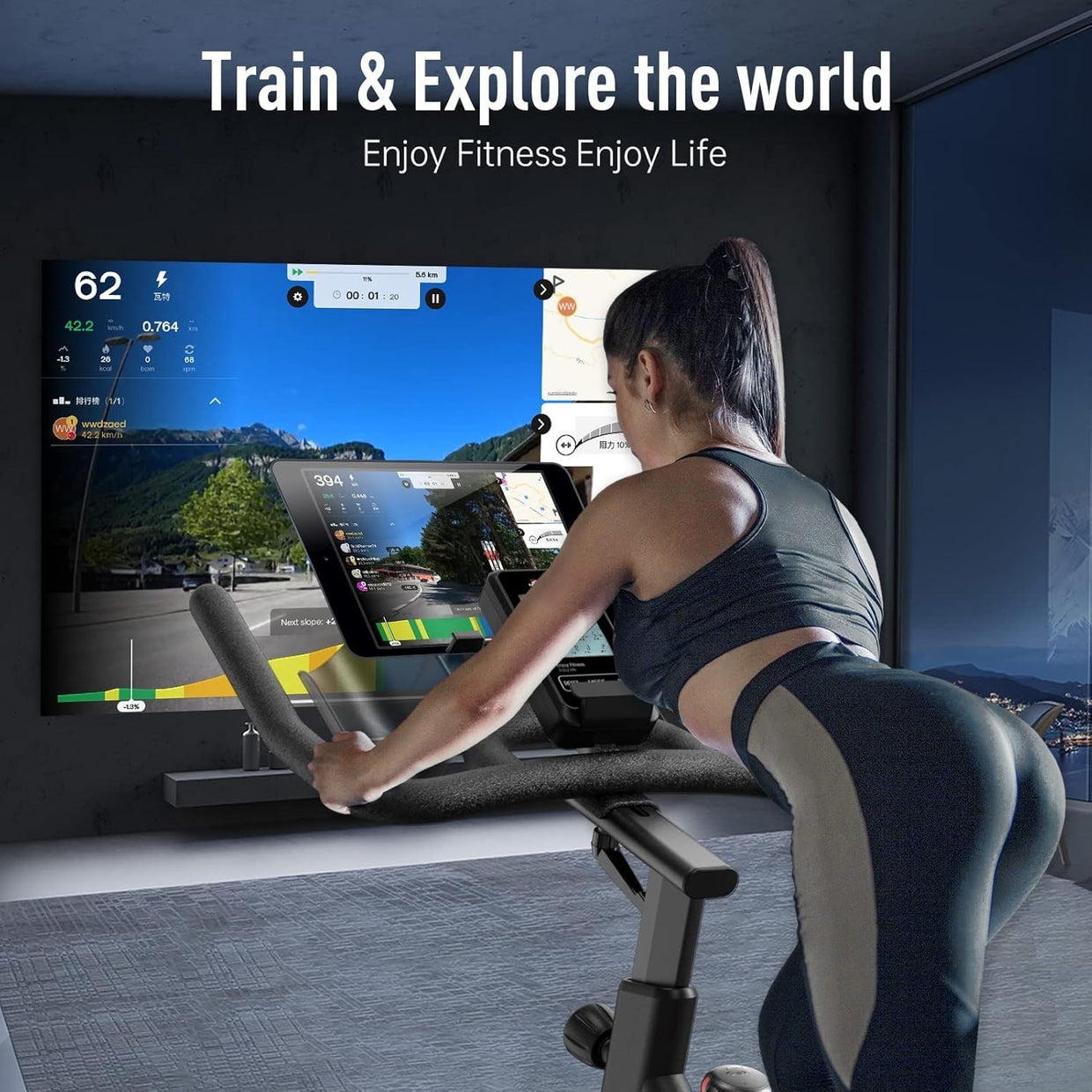 Magnetic Bluetooth Spin Bike w/ LCD Monitor, Heavy Flywheels 330lb - Kwikley