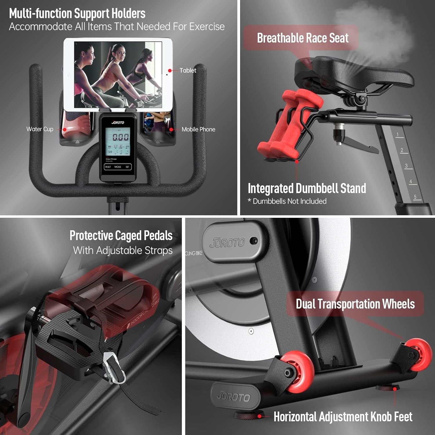 Magnetic Bluetooth Spin Bike w/ LCD Monitor, Heavy Flywheels 330lb - Kwikley