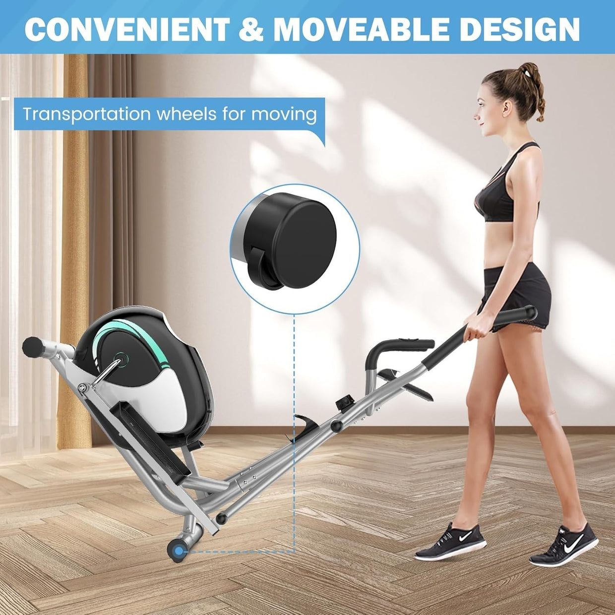 Magnetic Elliptical Cross Trainer 8 - Level Resistance Home Gym - Kwikley