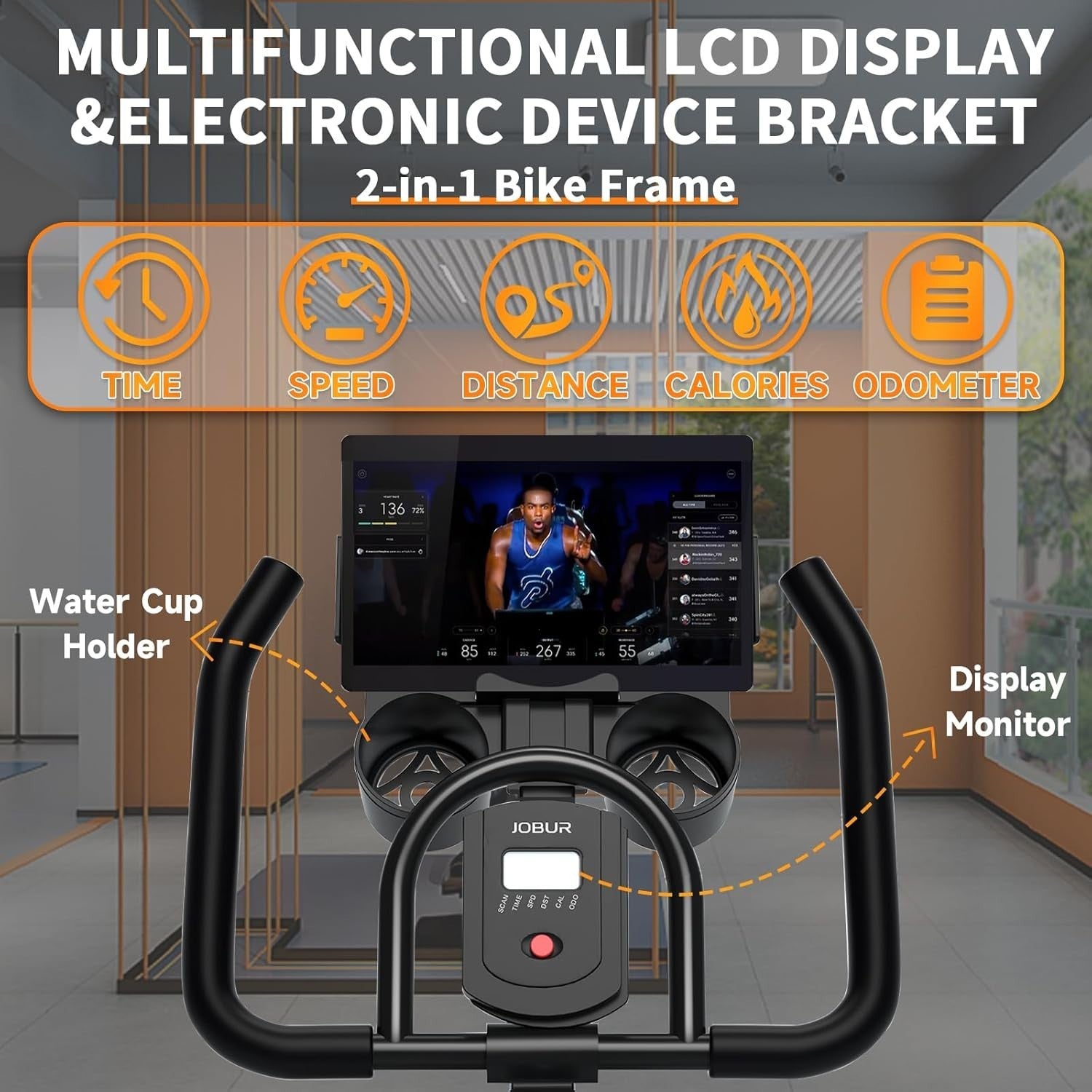 Magnetic Exercise Bike 300lb Capacity LCD Indoor Cycling with Tablet Stand - Kwikley