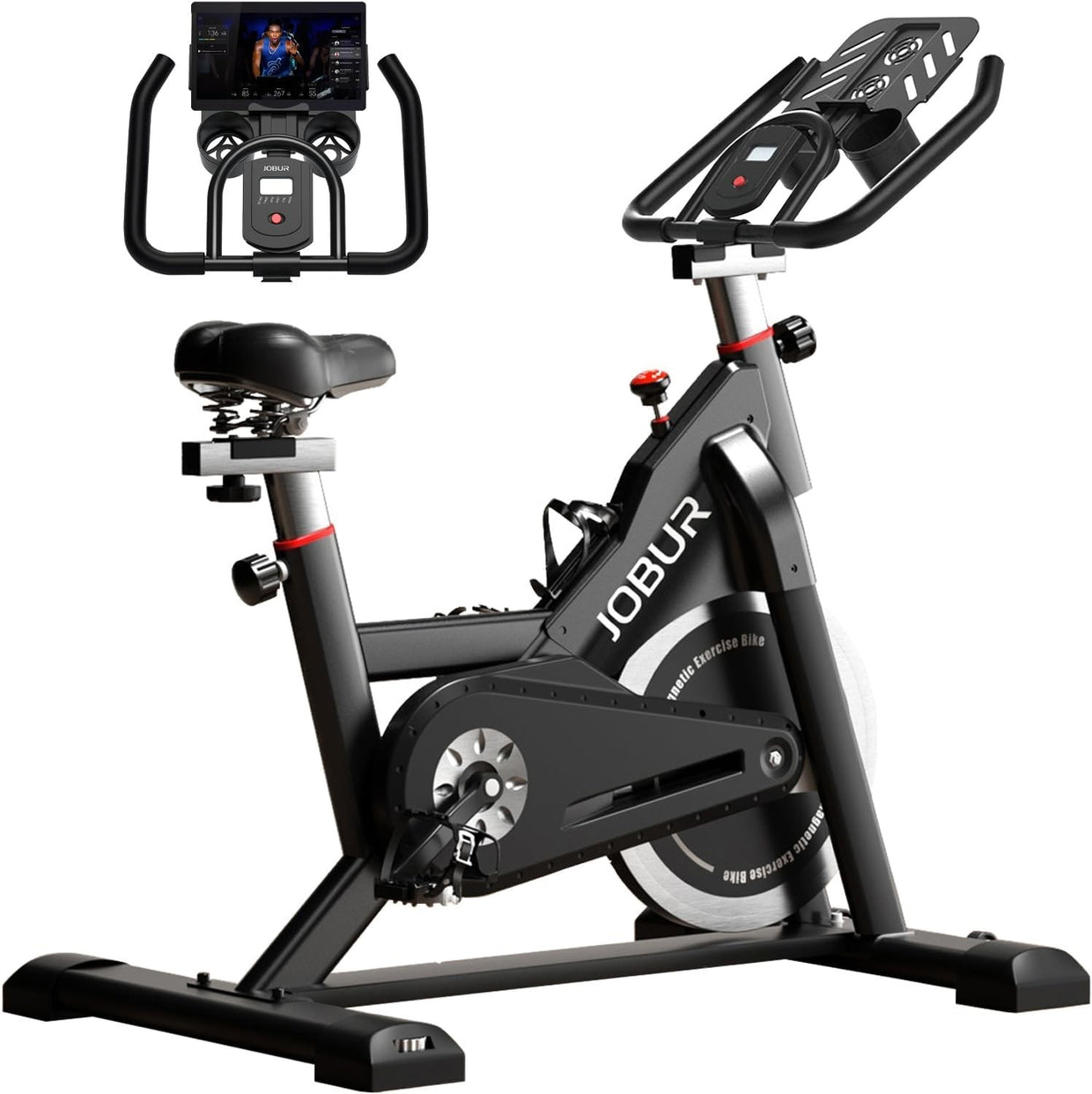 Magnetic Exercise Bike 300lb Capacity LCD Indoor Cycling with Tablet Stand - Kwikley