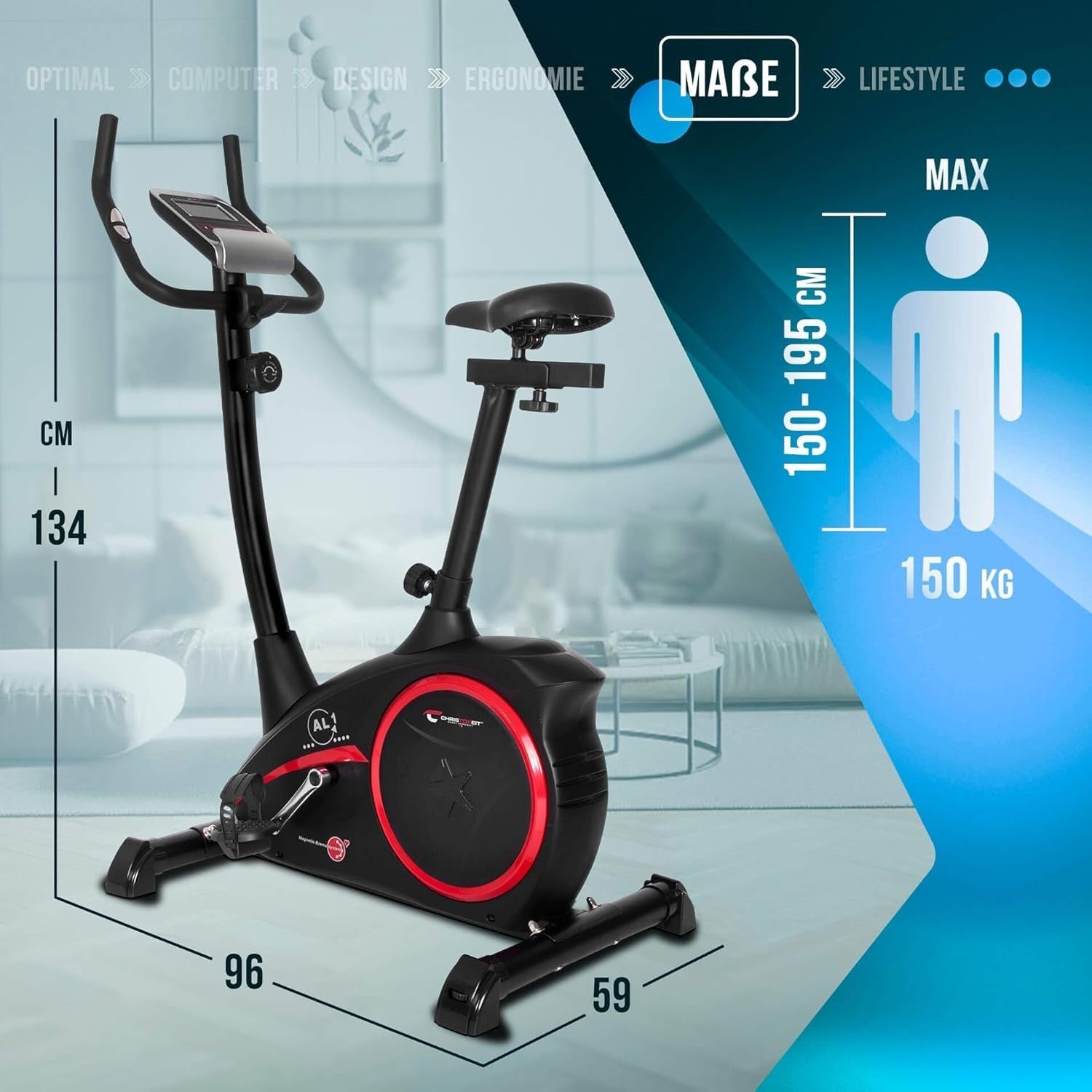 Magnetic Exercise Bike 8 - Level Resistance Adjustable Indoor Fitness Trainer - Kwikley