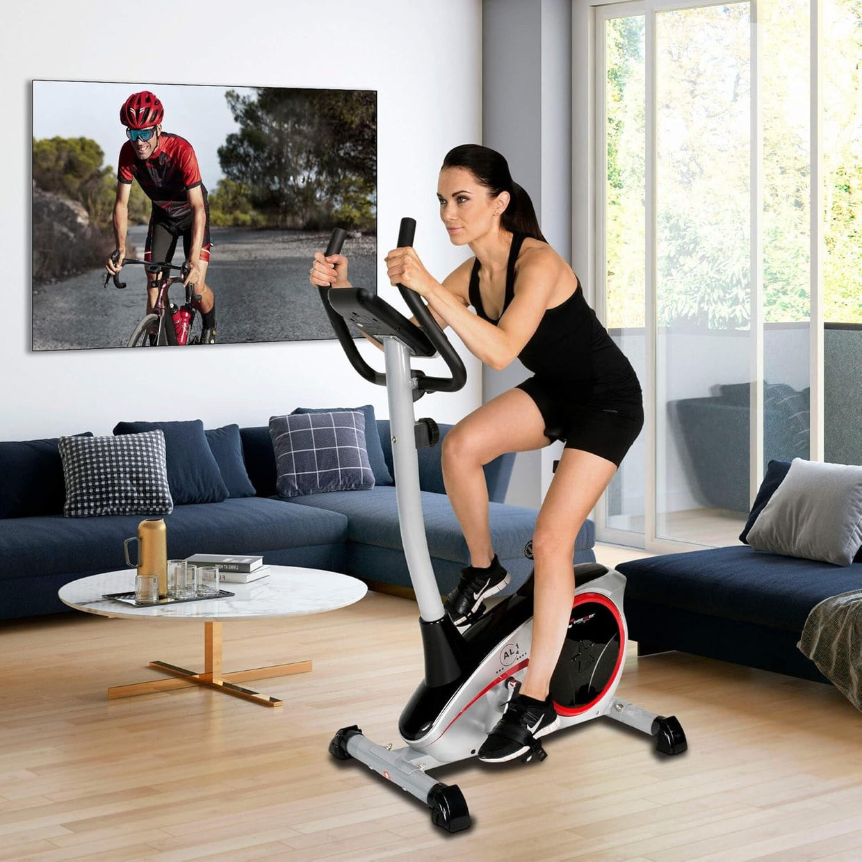 Magnetic Exercise Bike 9kg Flywheel LCD Tablet Holder Adjustable Resistance - Kwikley