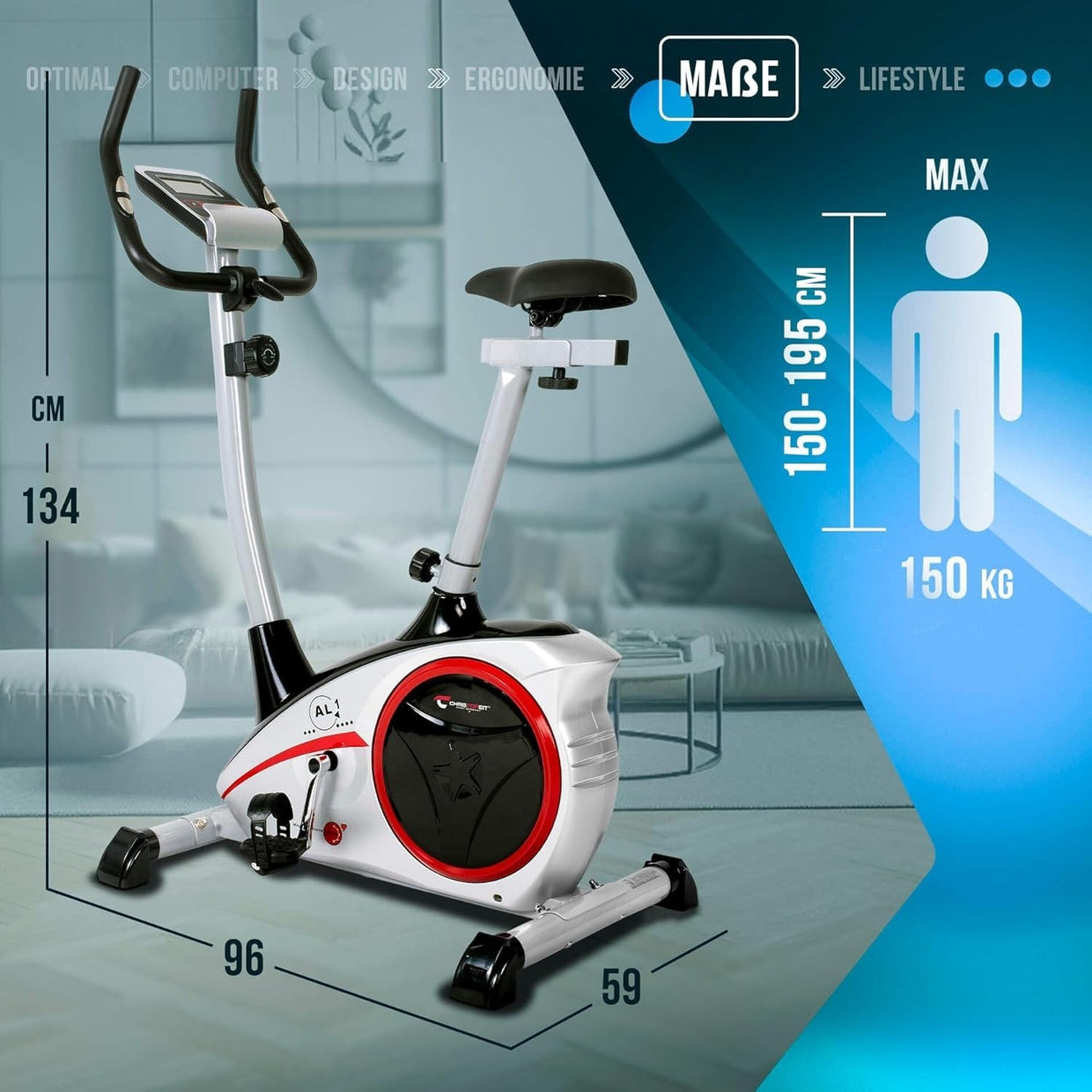 Magnetic Exercise Bike 9kg Flywheel LCD Tablet Holder Adjustable Resistance - Kwikley