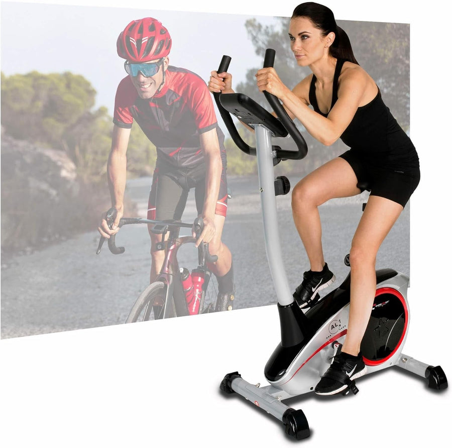 Magnetic Exercise Bike 9kg Flywheel LCD Tablet Holder Adjustable Resistance - Kwikley