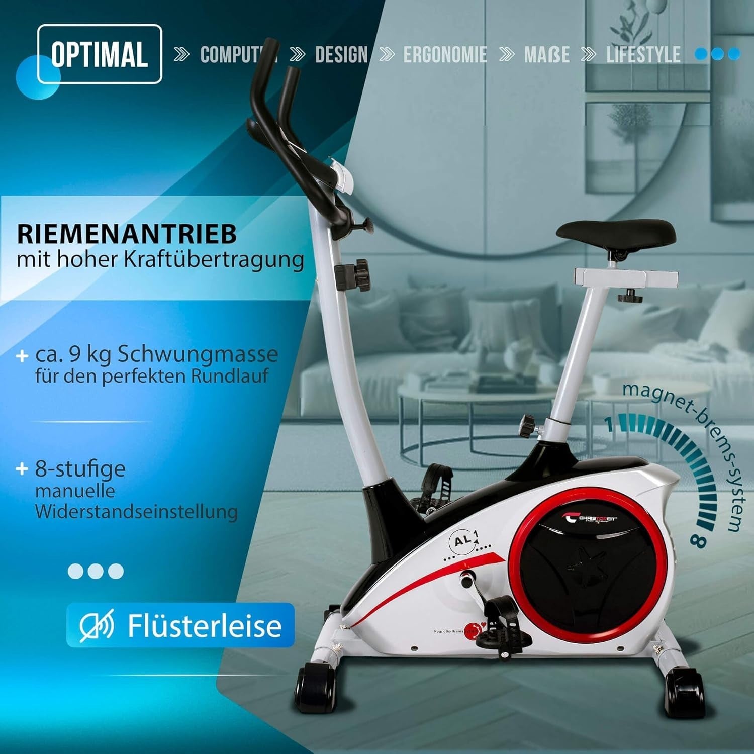 Magnetic Exercise Bike 9kg Flywheel LCD Tablet Holder Adjustable Resistance - Kwikley