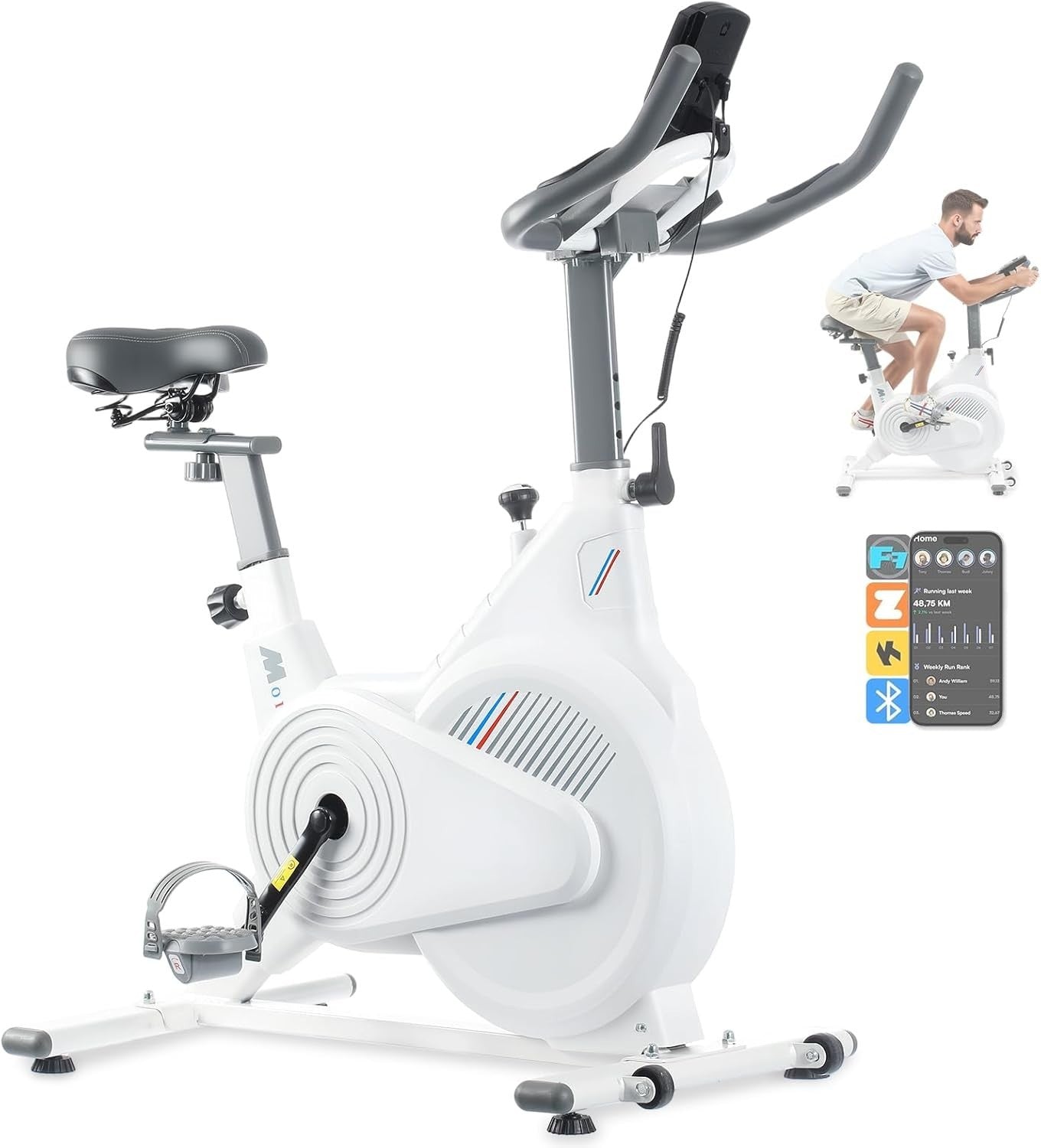 Magnetic Exercise Bike w/ LCD, APP Tracking, Quiet Belt Drive & 150kg Capacity - Kwikley