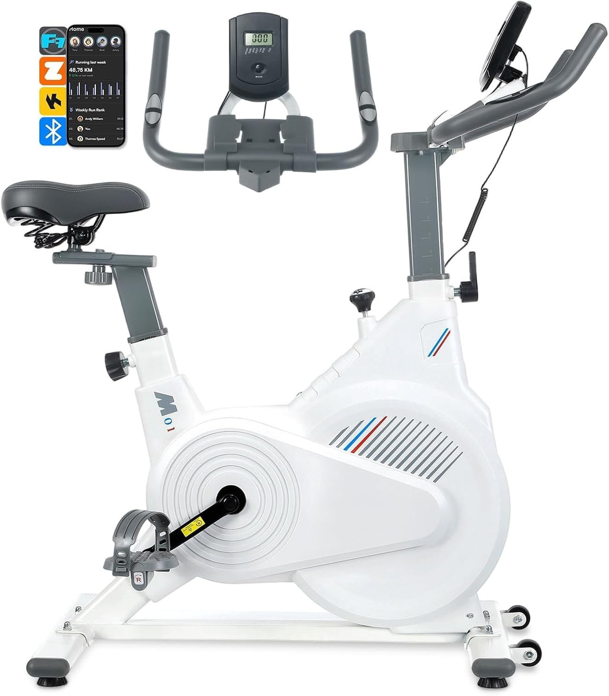 Magnetic Exercise Bike w/ LCD, APP Tracking, Quiet Belt Drive & 150kg Capacity - Kwikley