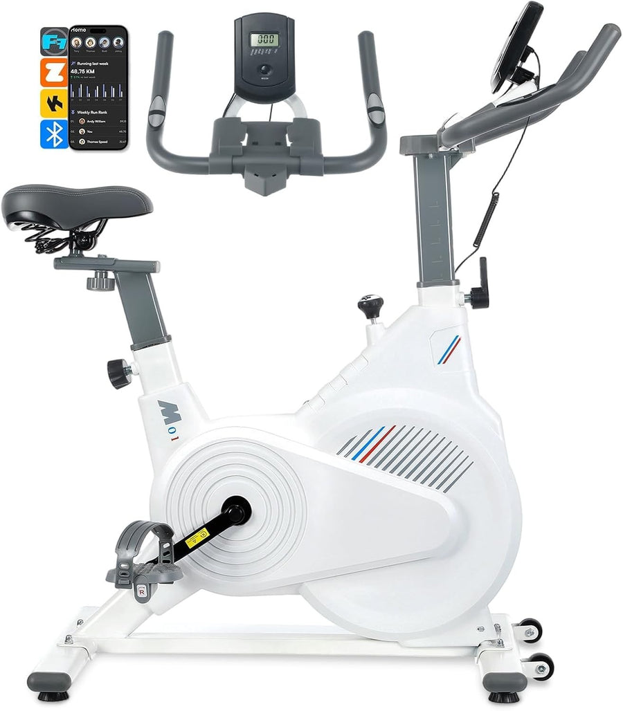Magnetic Exercise Bike w/ LCD, APP Tracking, Quiet Belt Drive & 150kg Capacity - Kwikley