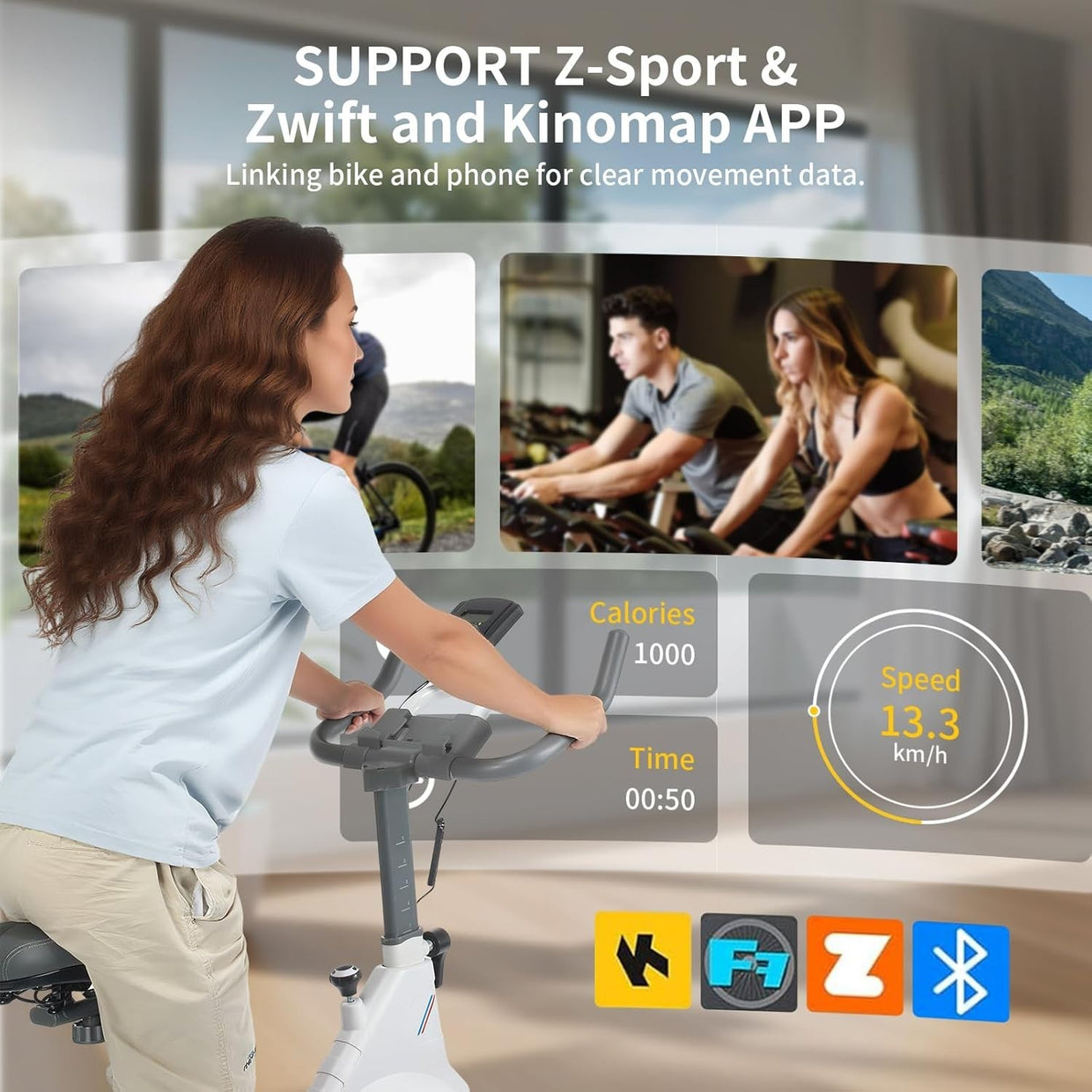 Magnetic Exercise Bike w/ LCD, APP Tracking, Quiet Belt Drive & 150kg Capacity - Kwikley