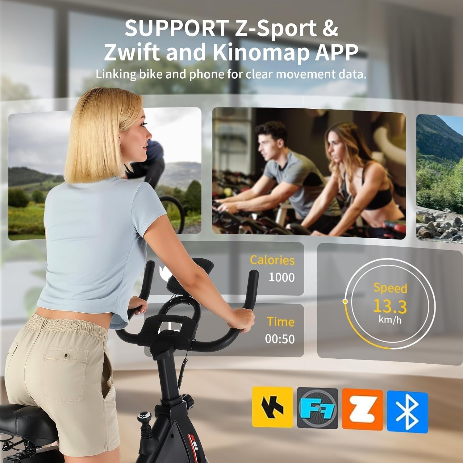 Magnetic Exercise Bike w/ LCD Monitor, APP Tracking, Quiet Belt Drive & 150kg - Kwikley