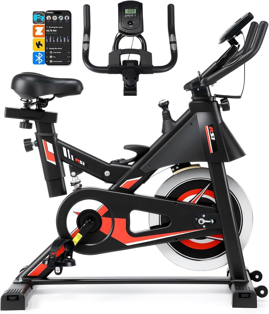 Magnetic Exercise Bike w/ LCD Monitor, APP Tracking, Quiet Belt Drive & 150kg - Kwikley