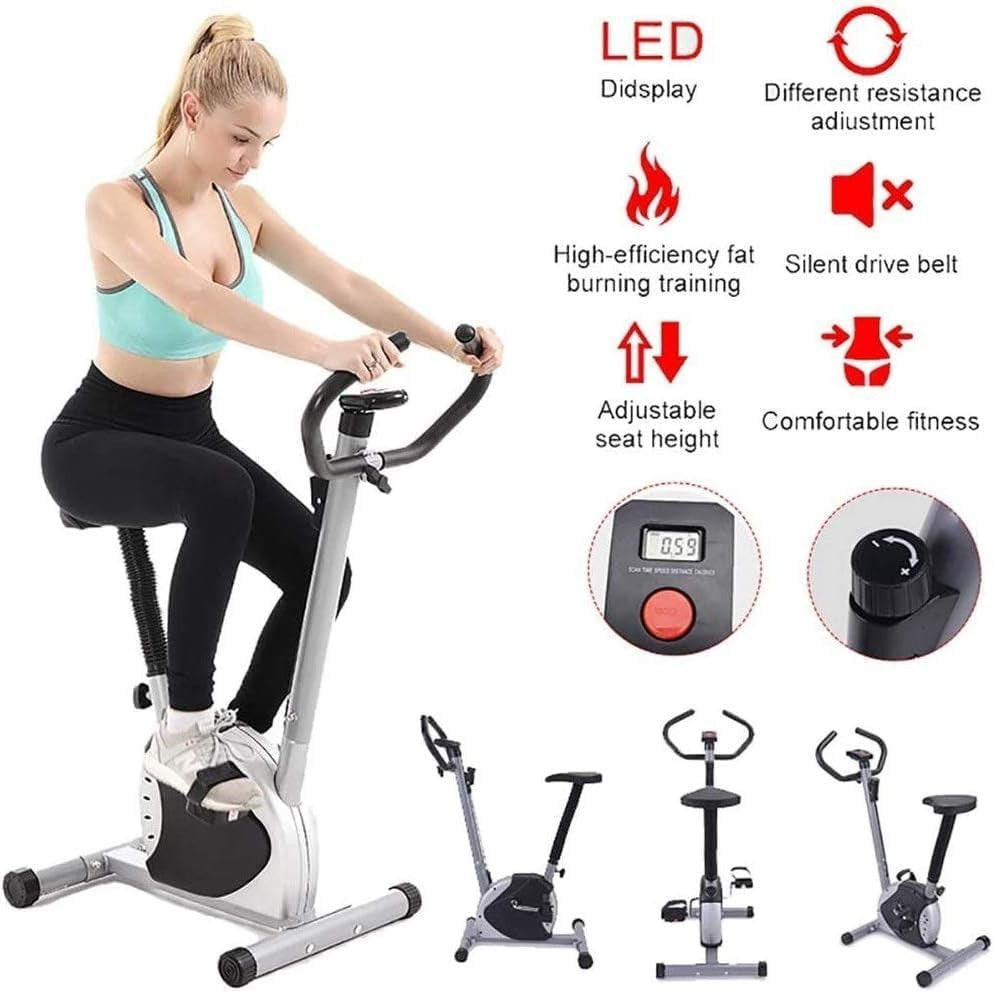 Magnetic Exercise Bike w/ LED Display, Silent Belt Drive & Adjustable Seat - Kwikley