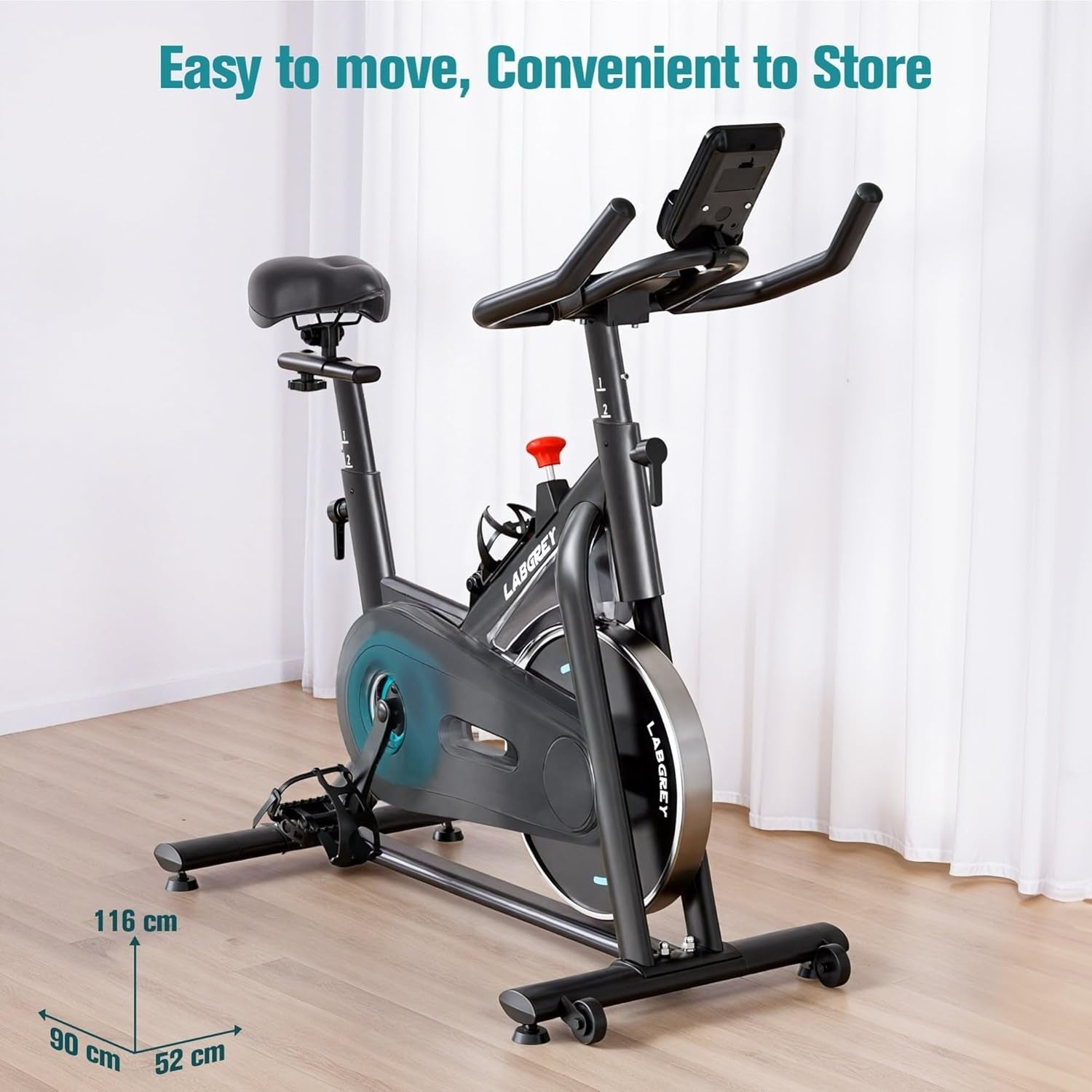 Magnetic Indoor Cycling Bike Quiet 350lb Capacity App Compatible LCD Home Gym - Kwikley