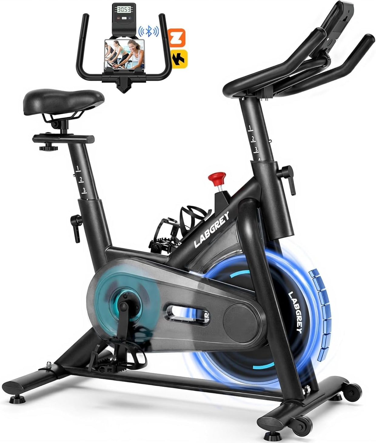 Magnetic Indoor Cycling Bike Quiet 350lb Capacity App Compatible LCD Home Gym - Kwikley