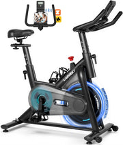 Magnetic Indoor Cycling Bike Quiet 350lb Capacity App Compatible LCD Home Gym - Kwikley