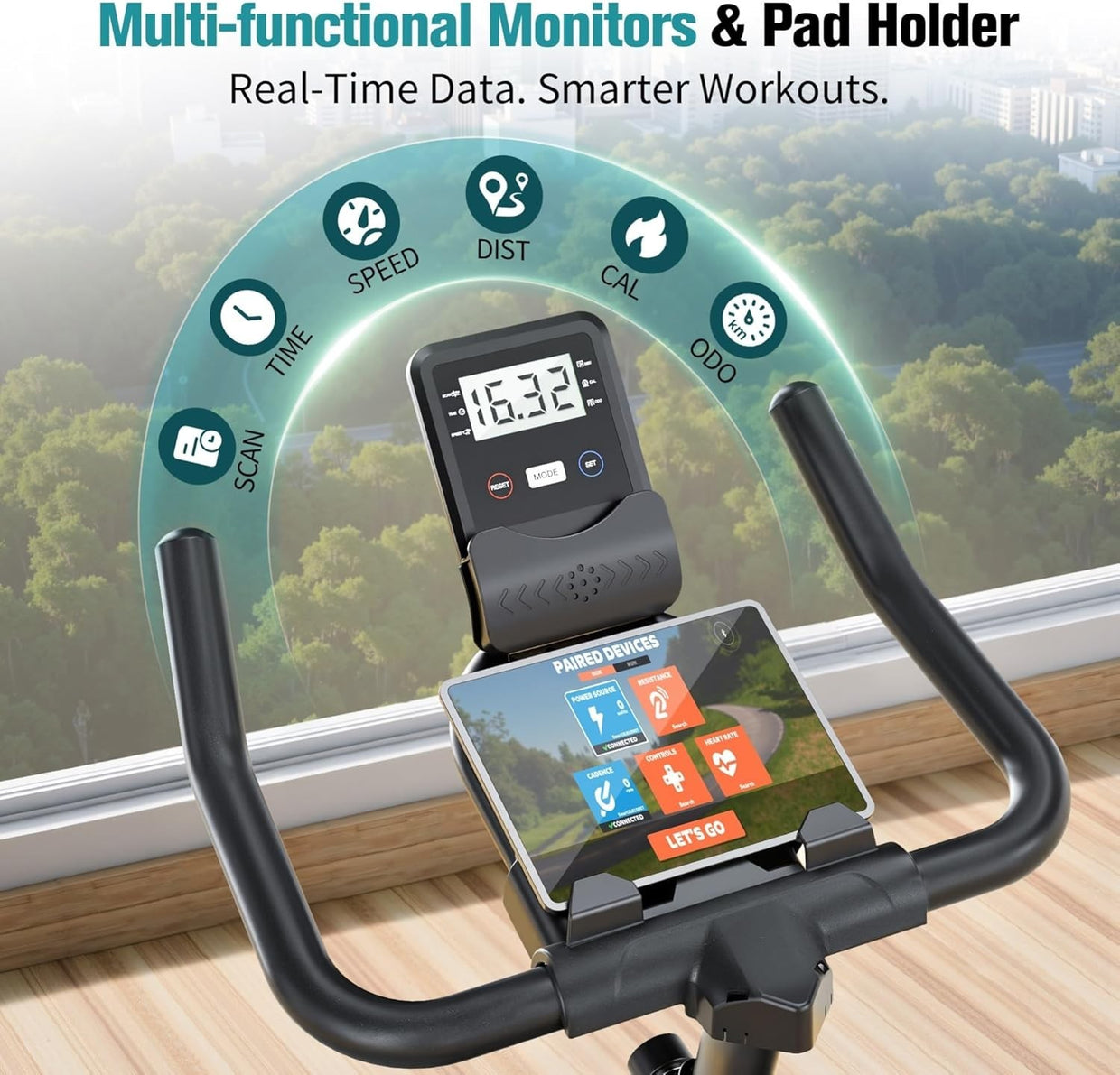 Magnetic Indoor Cycling Bike Quiet 350lb Capacity App Compatible LCD Home Gym - Kwikley
