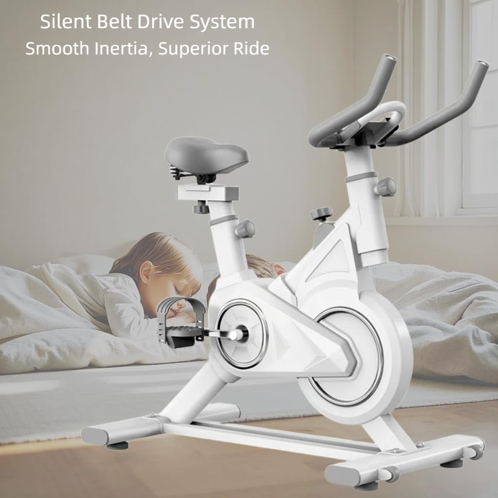 Magnetic Indoor Cycling Bike Silent Belt Drive LCD Tablet Holder 264lb Capacity - Kwikley