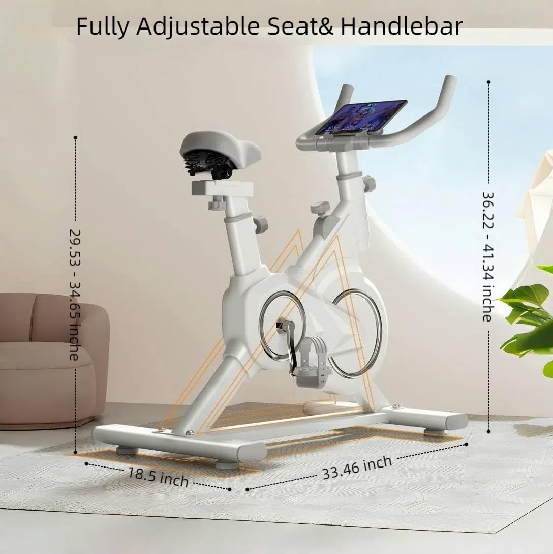 Magnetic Indoor Cycling Bike Silent Belt Drive LCD Tablet Holder 264lb Capacity - Kwikley