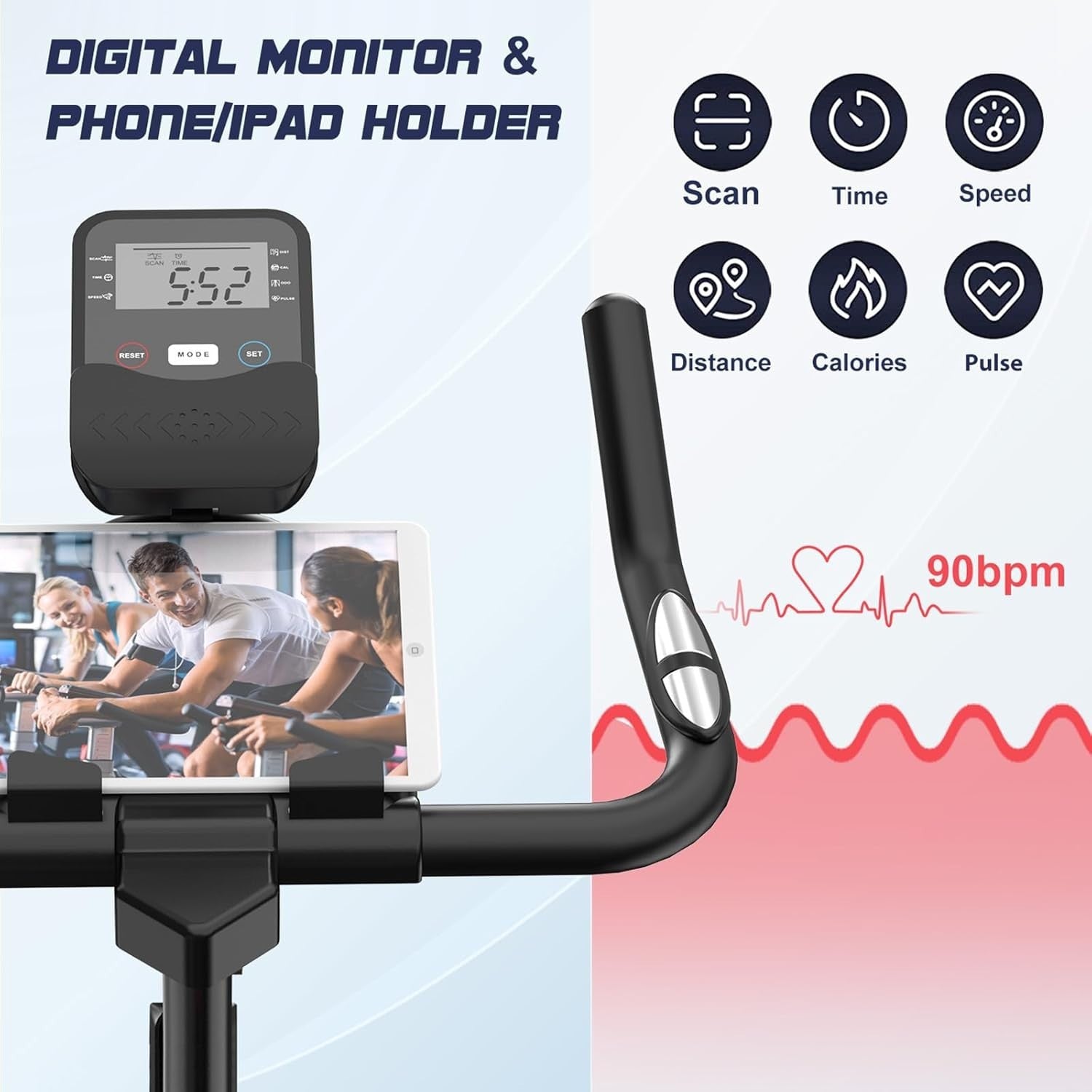 Magnetic Indoor Cycling Bike w/ Heavy Flywheel, LCD Monitor & Adjustable Seat - Kwikley