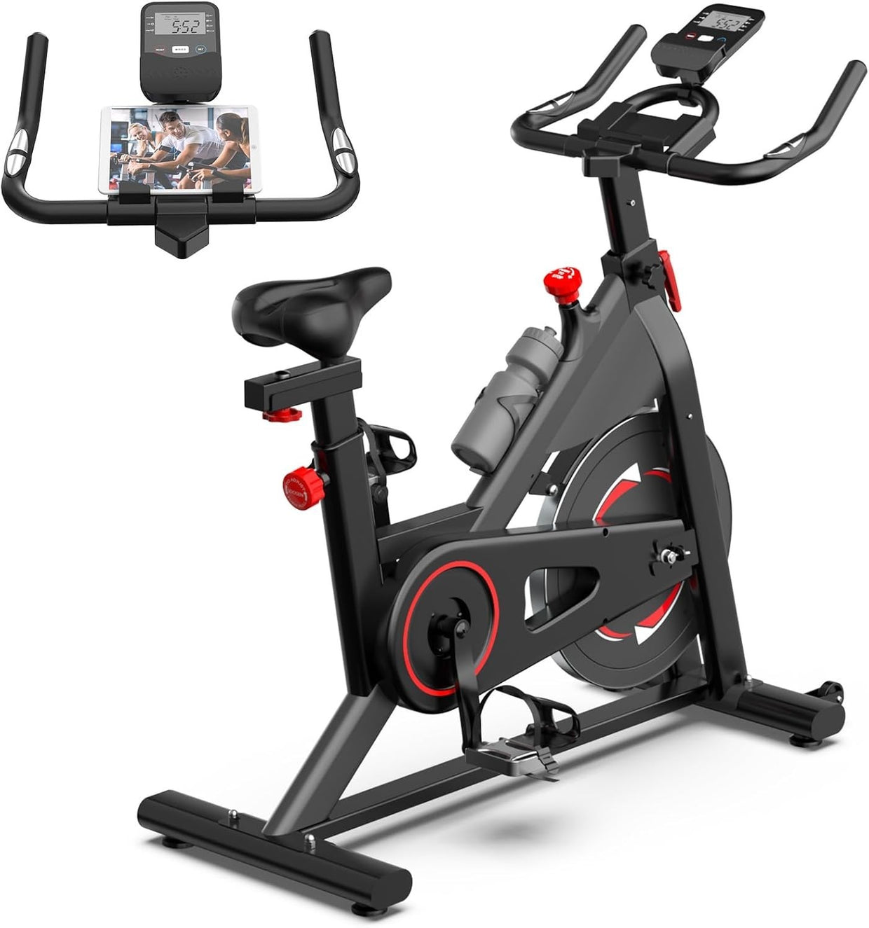 Magnetic Indoor Cycling Bike w/ Heavy Flywheel, LCD Monitor & Adjustable Seat - Kwikley